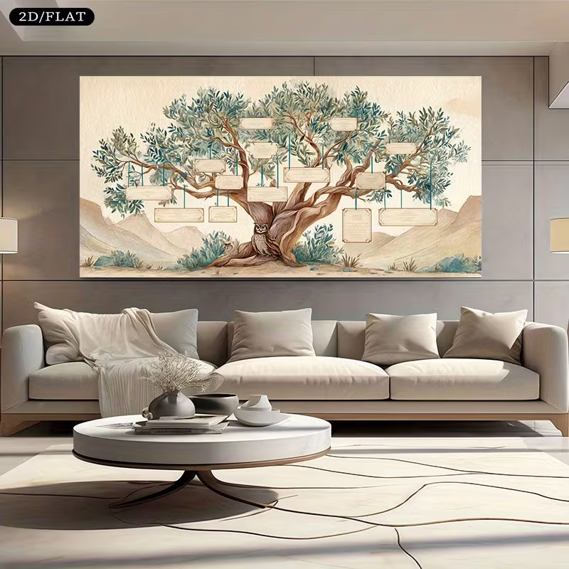 2D Flat, 2D Flat, Large Canvas - đánh giá và giá Family Tree Print