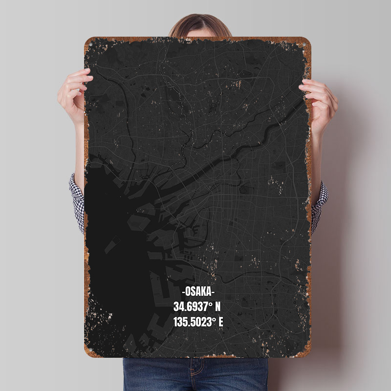 Osaka City Map Tinplate Poster - đánh giá và giá Custom Map Poster