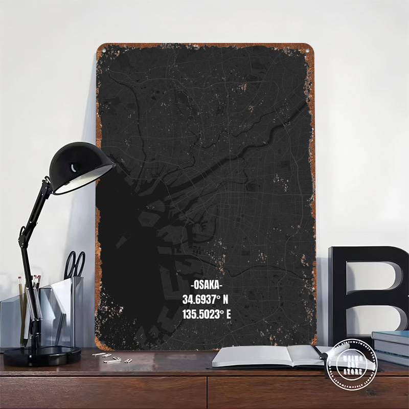 Osaka City Map Tinplate Poster - đánh giá và giá Custom Map Poster
