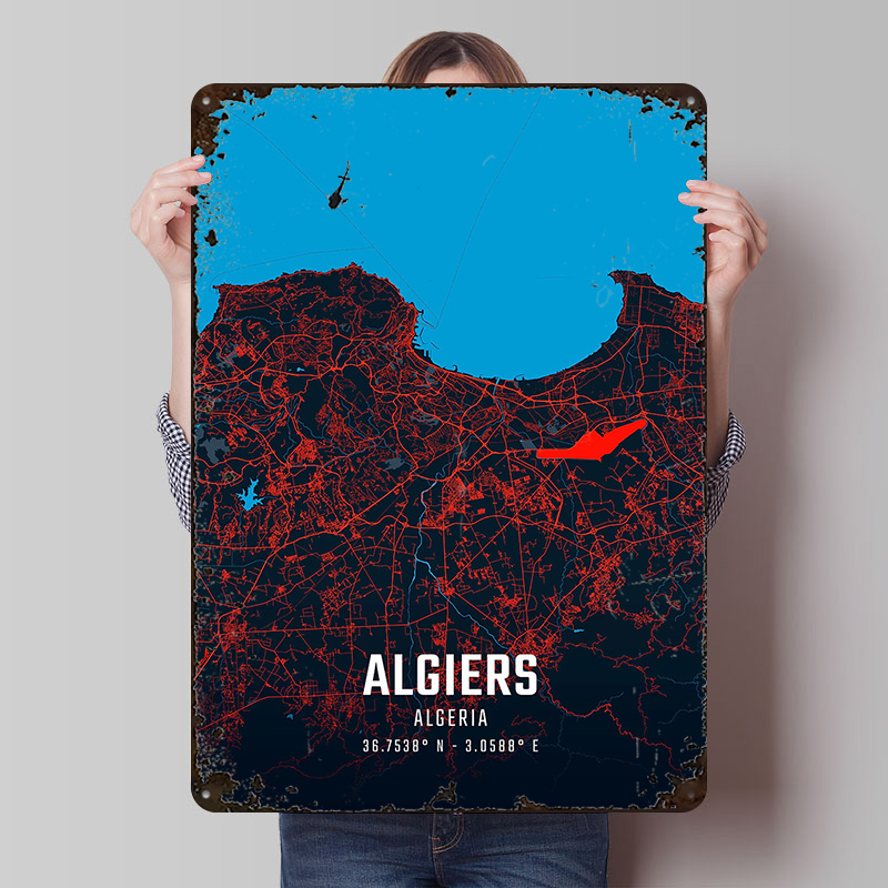 Algiers City Map Metal Poster  - đánh giá và giá Custom Map Poster