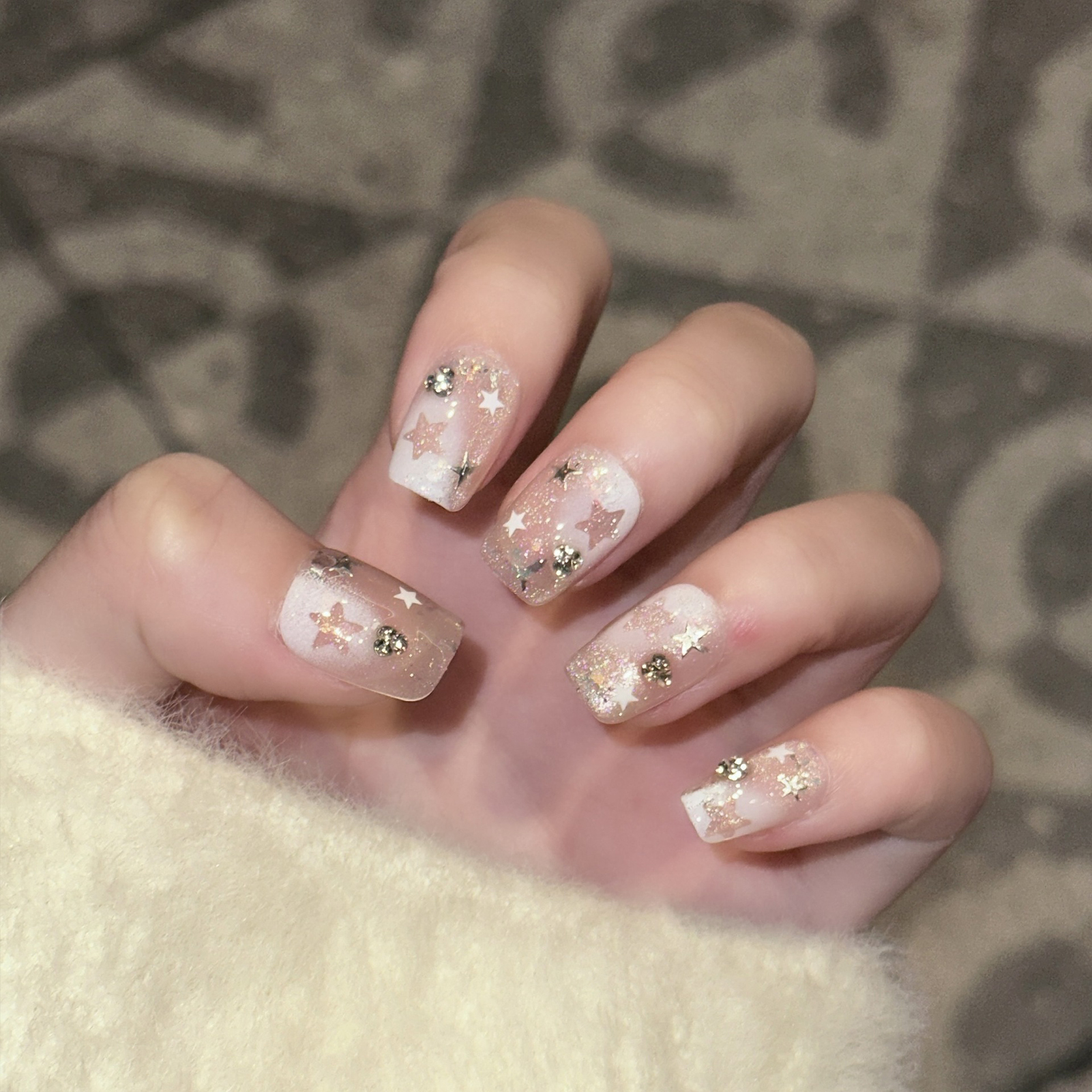 10PCS Short Square Fake Nails  - đánh giá và giá Pressed Flower Art