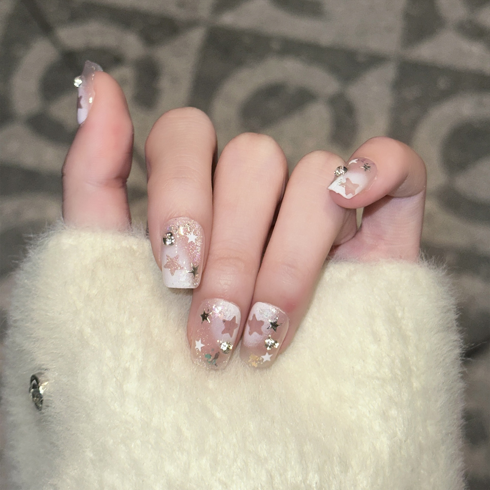 10PCS Short Square Fake Nails  - đánh giá và giá Pressed Flower Art