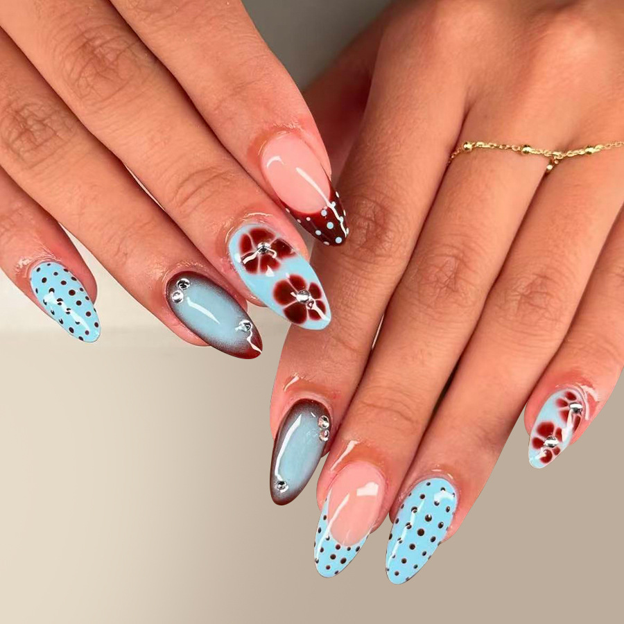24pcs Leopard Print Brown Nail - đánh giá và giá Pressed Flower Art