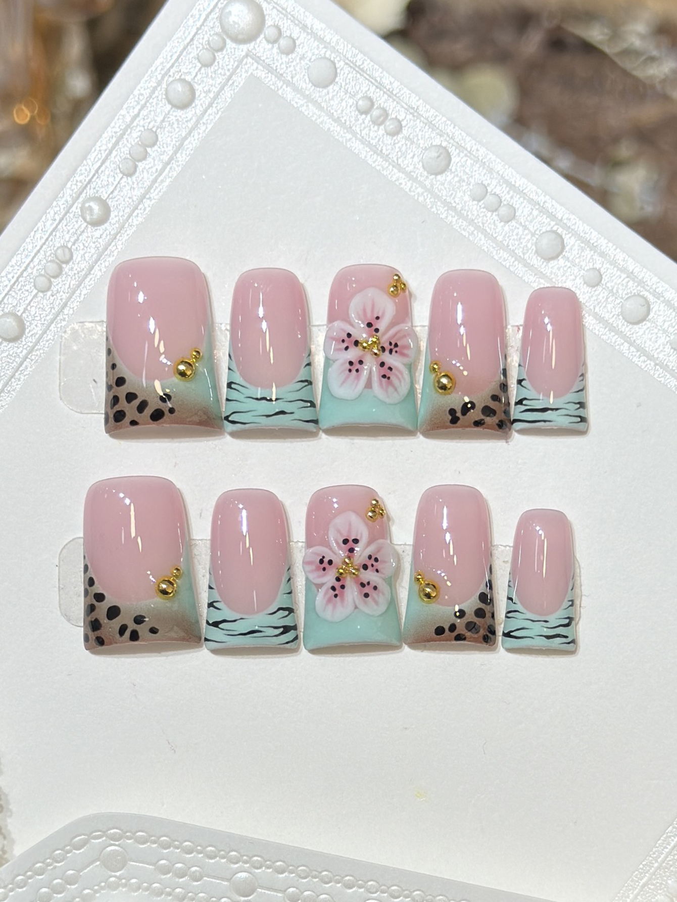 10pcs Press on Nails Duck Mout - đánh giá và giá Pressed Flower Art