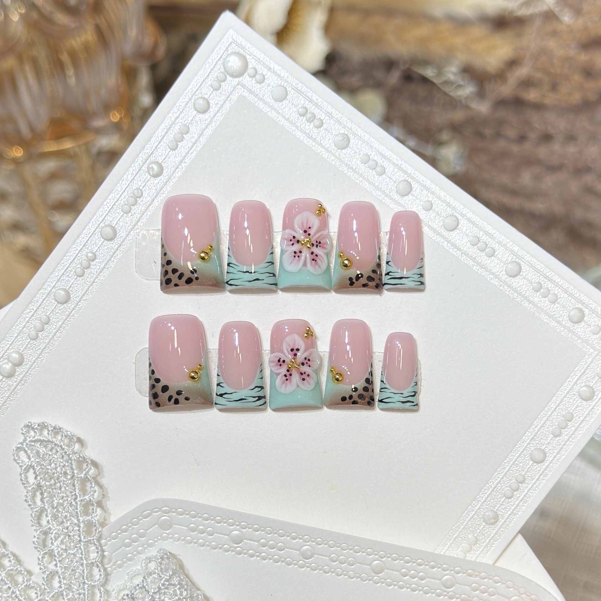10pcs Press on Nails Duck Mout - đánh giá và giá Pressed Flower Art