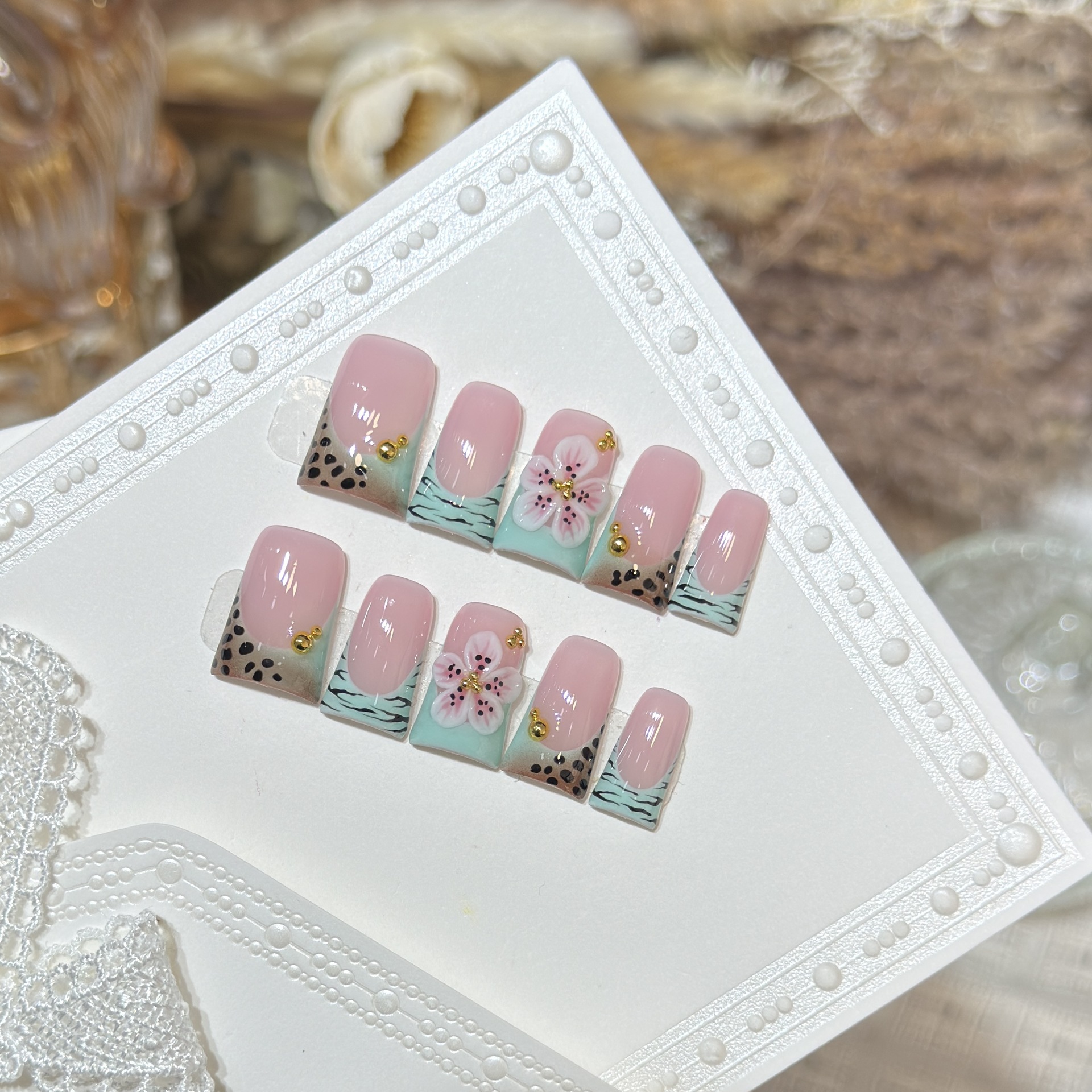 10pcs Press on Nails Duck Mout - đánh giá và giá Pressed Flower Art