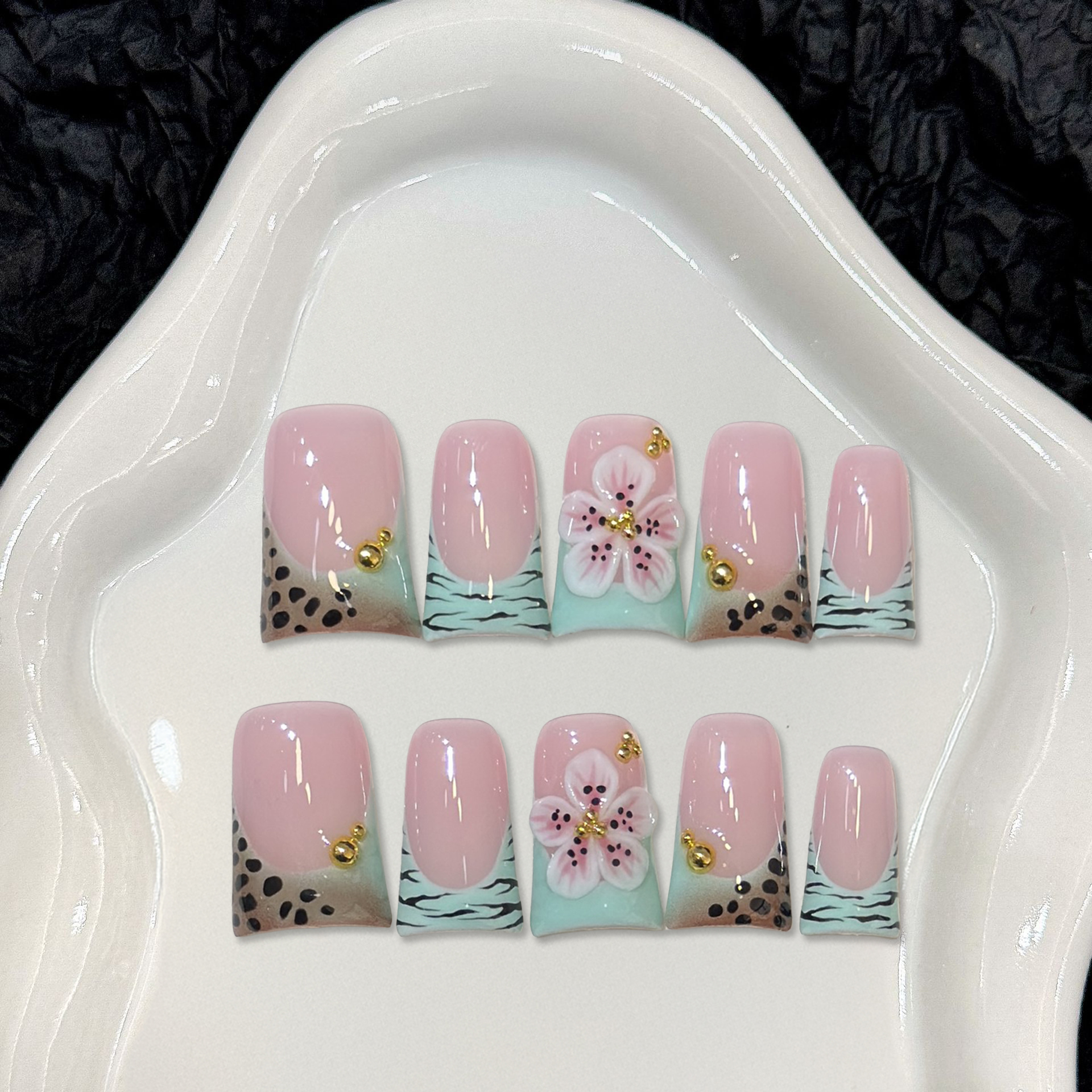10pcs Press on Nails Duck Mout - đánh giá và giá Pressed Flower Art