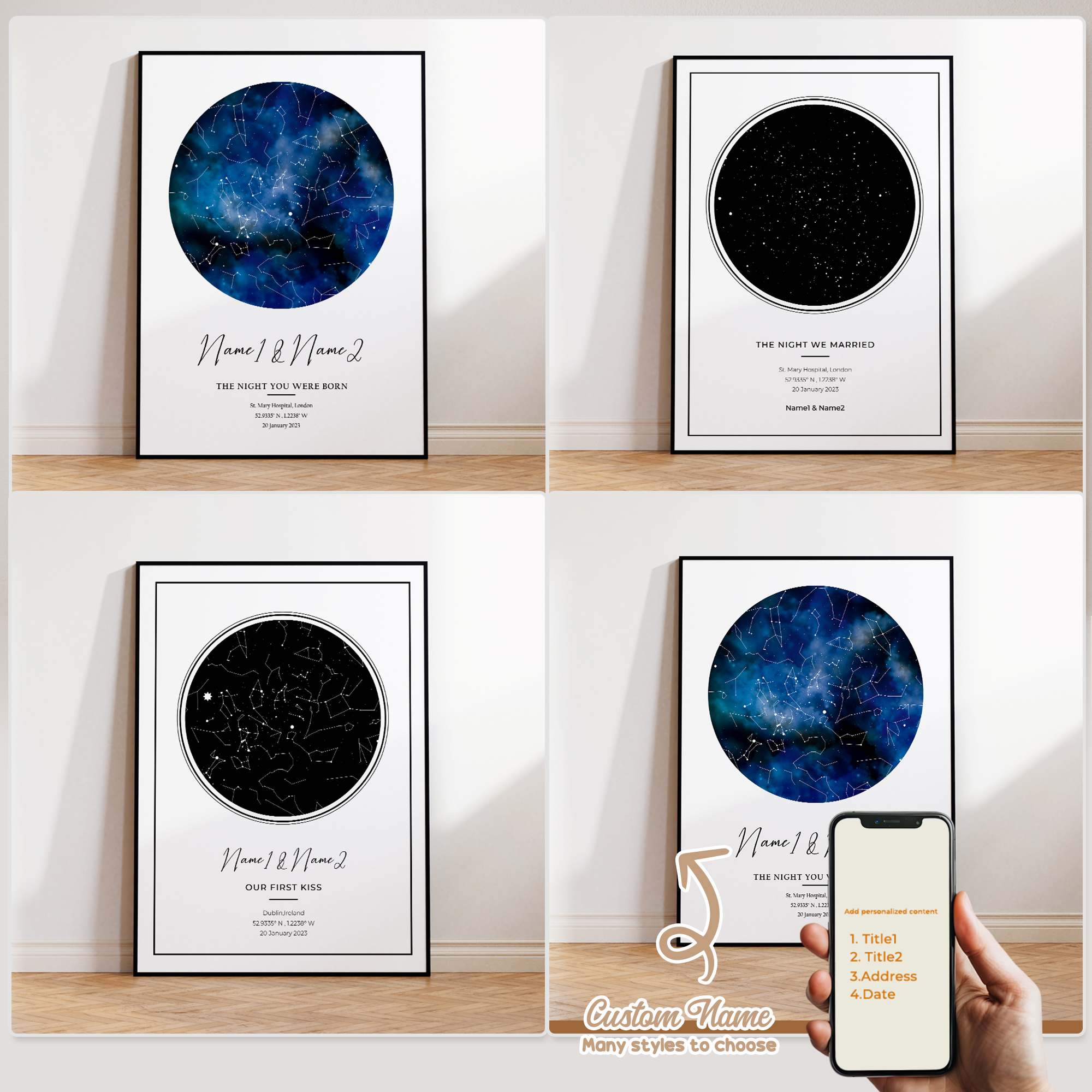 Modern Custom Personalized Nig - đánh giá và giá Custom Night Sky