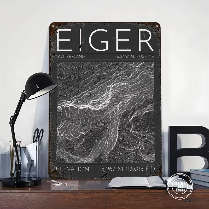 Eiger Mountain Topographic Con - đánh giá và giá Custom Map Poster
