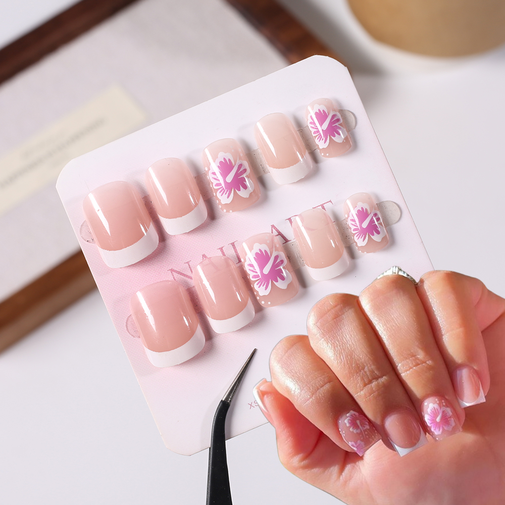 24Pcs French Flower False Nail - đánh giá và giá Pressed Flower Art