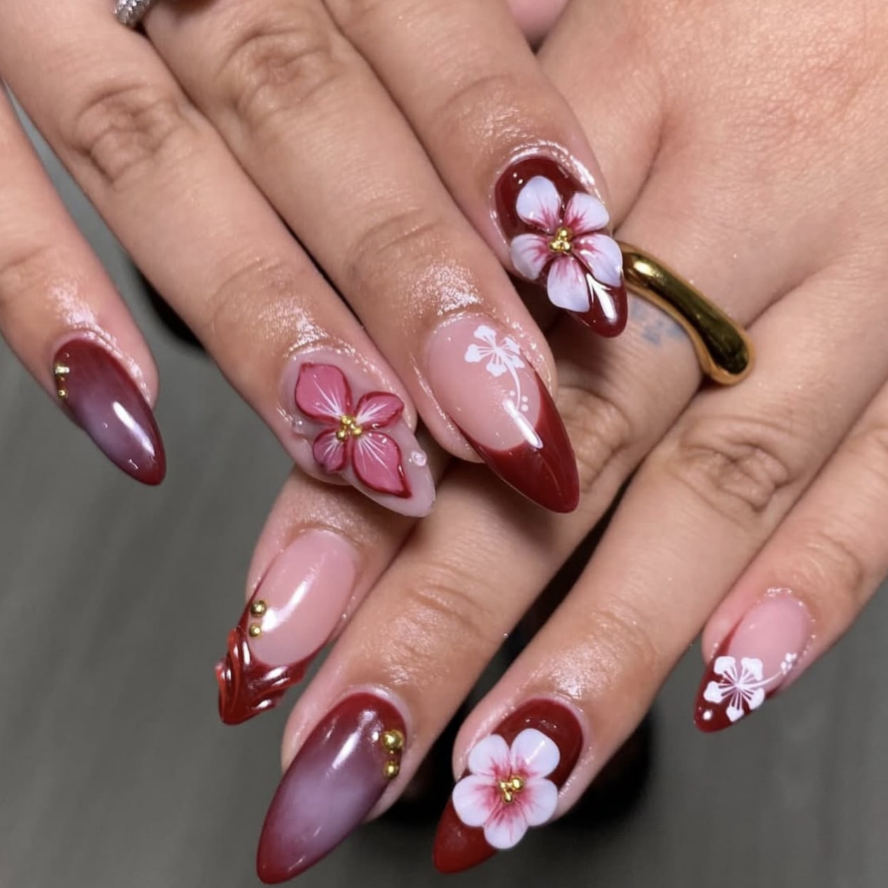 24pcs Red French Press on Nail - đánh giá và giá Pressed Flower Art